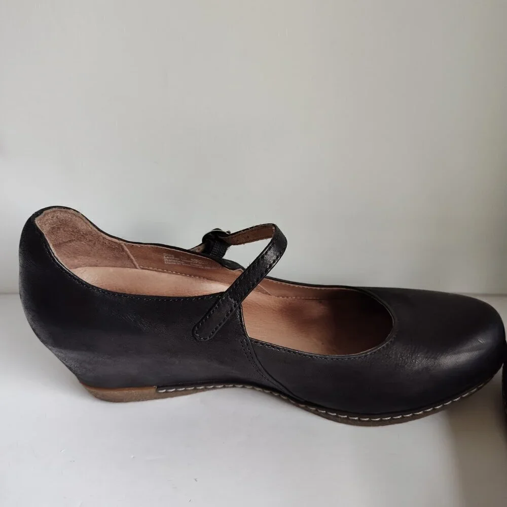 Dansko Black Mary Jane Wedge Shoe